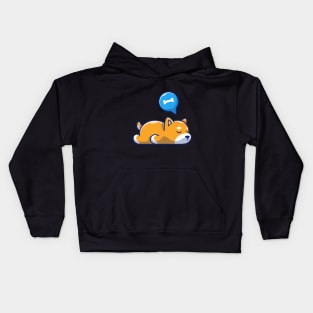 Cute Shiba Inu sleeping cartoon Kids Hoodie